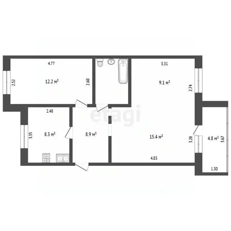 2-к кв. Омская область, Омск Заозерный мкр, ул. Светлая, 6 (58.7 м) - Фото 2