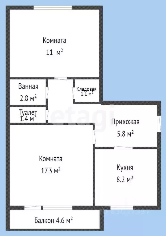 2-к кв. Краснодарский край, Горячий Ключ ул. Ленина, 207 (50.8 м) - Фото 1
