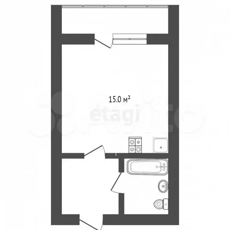 Квартира-студия, 24,2 м, 1/10 эт. - Фото 0