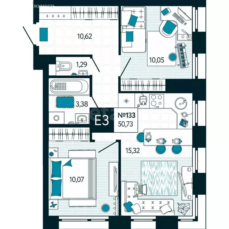 2-комнатная квартира: Тула, улица Чмутова, 158Ж (50 м) - Фото 1