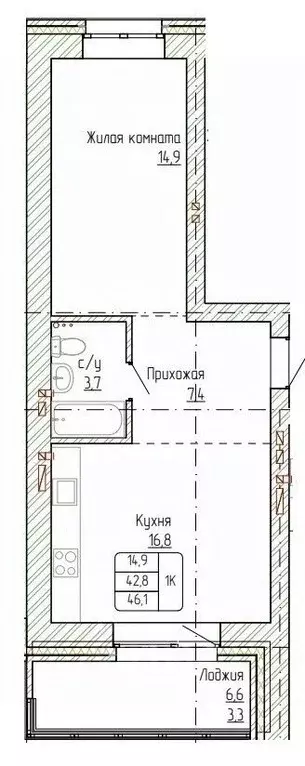 1-к кв. Алтайский край, Новоалтайск ул. Титова, 6 (46.1 м) - Фото 0