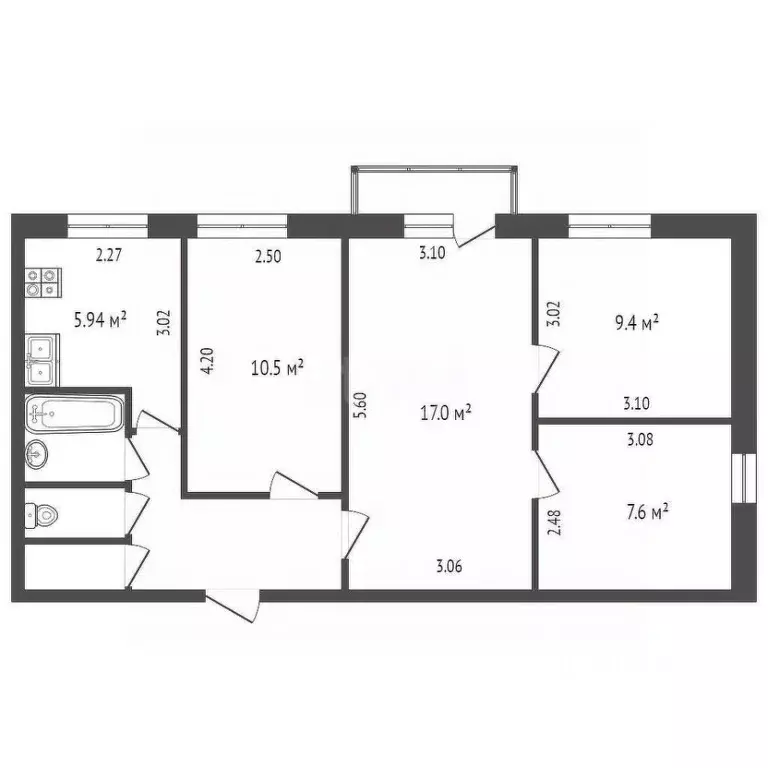 4-к кв. Белгородская область, Белгород ул. Костюкова, 4 (60.81 м) - Фото 1