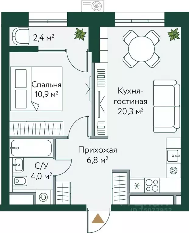 1-к кв. Волгоградская область, Волгоград Новосибирская ул., 74с1 (44.4 ... - Фото 0