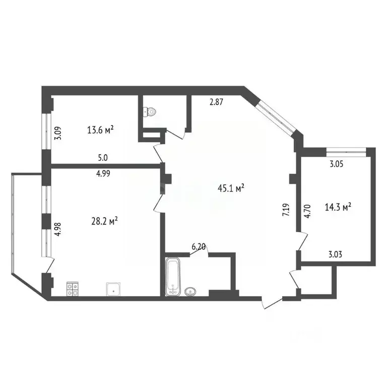 3-к кв. Белгородская область, Белгород Октябрьская ул., 61 (112.8 м) - Фото 2