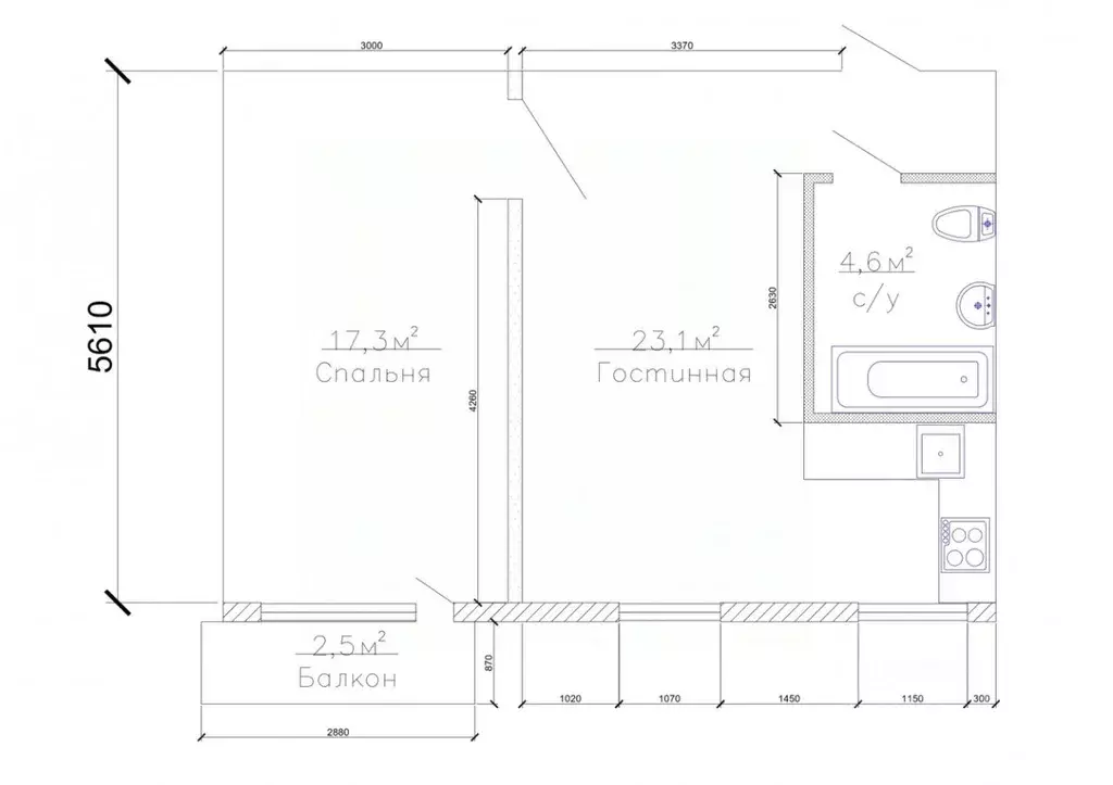 2-к кв. Ульяновская область, Ульяновск Кузоватовская ул., 43 (45.1 м) - Фото 2