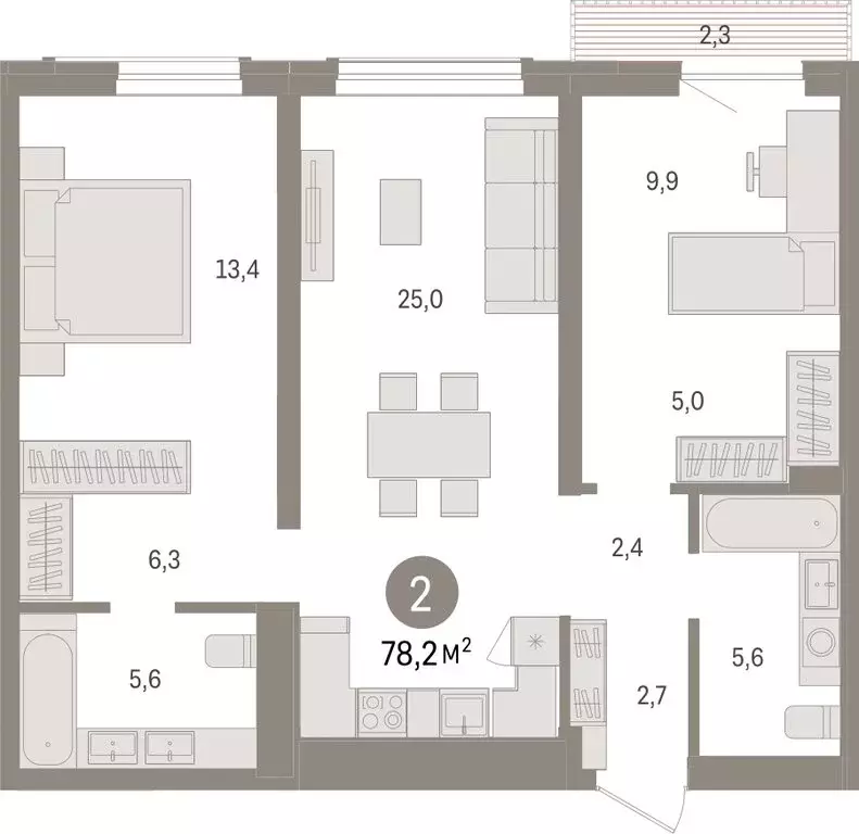 2-комнатная квартира: Новосибирск, улица Аэропорт (78.15 м) - Фото 1