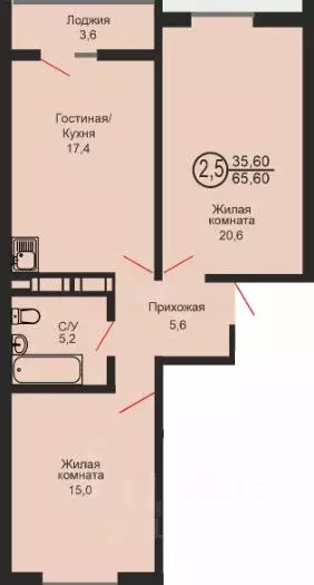 Студия Оренбургская область, Оренбург просп. Победы, 149/3 (65.3 м) - Фото 2