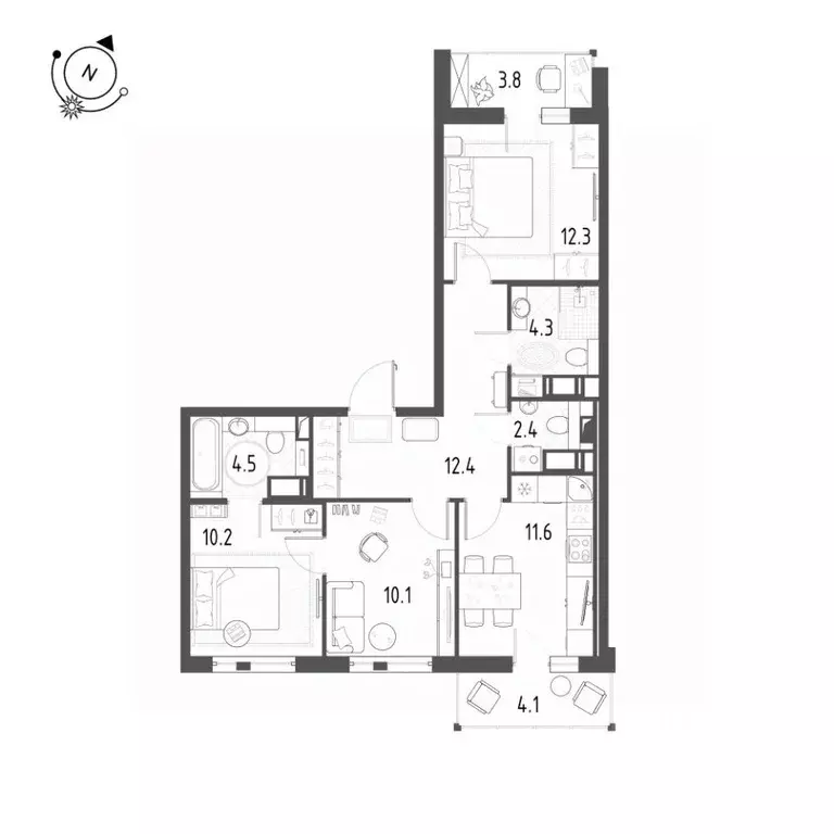 3-к кв. Санкт-Петербург пос. Шушары, ул. Чудовская, 14к1 (70.9 м) - Фото 1