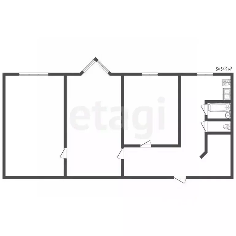 3-к кв. Санкт-Петербург Тамбовская ул., 75 (54.9 м) - Фото 2