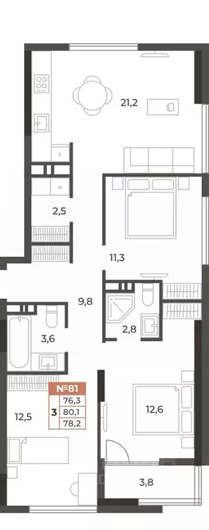 3-к кв. Крым, Симферополь ул. Караимская, 50 (78.2 м) - Фото 0