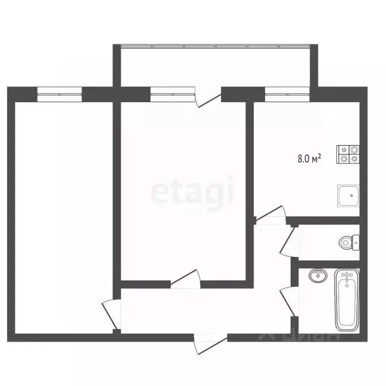 2-к кв. Севастополь ул. Генерала Жидилова, 36 (53.0 м) - Фото 2