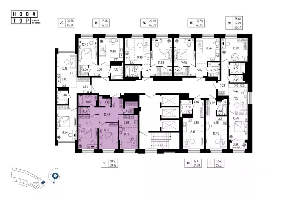 3-к кв. Башкортостан, Уфа Глумилино-1 мкр, Новатор жилой комплекс ... - Фото 2