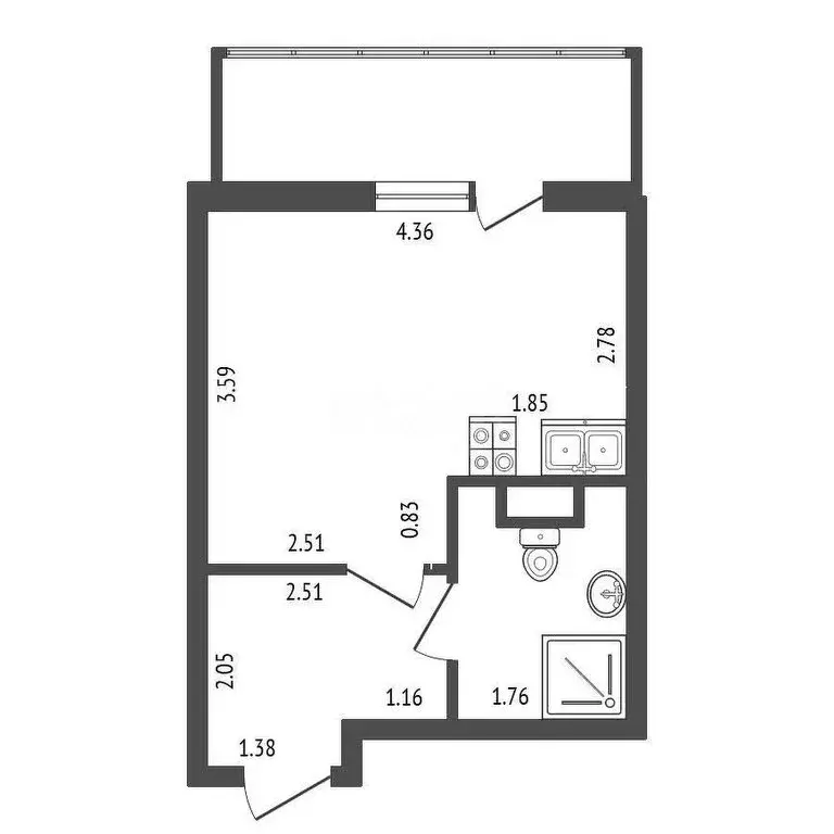 Квартира-студия: Дубровка, Набережная улица, 10 (22.7 м) - Фото 1