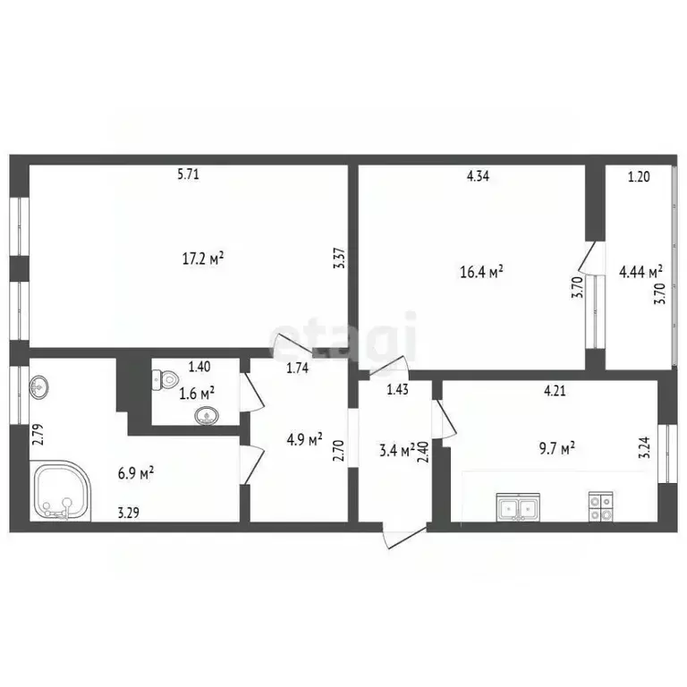 2-к кв. Севастополь ул. Комбрига Потапова, 31к2 (62.3 м) - Фото 2