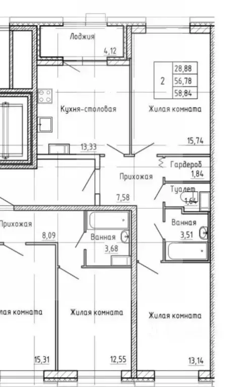 2-к кв. Санкт-Петербург Студенческая ул., 14к2 (58.84 м) - Фото 1