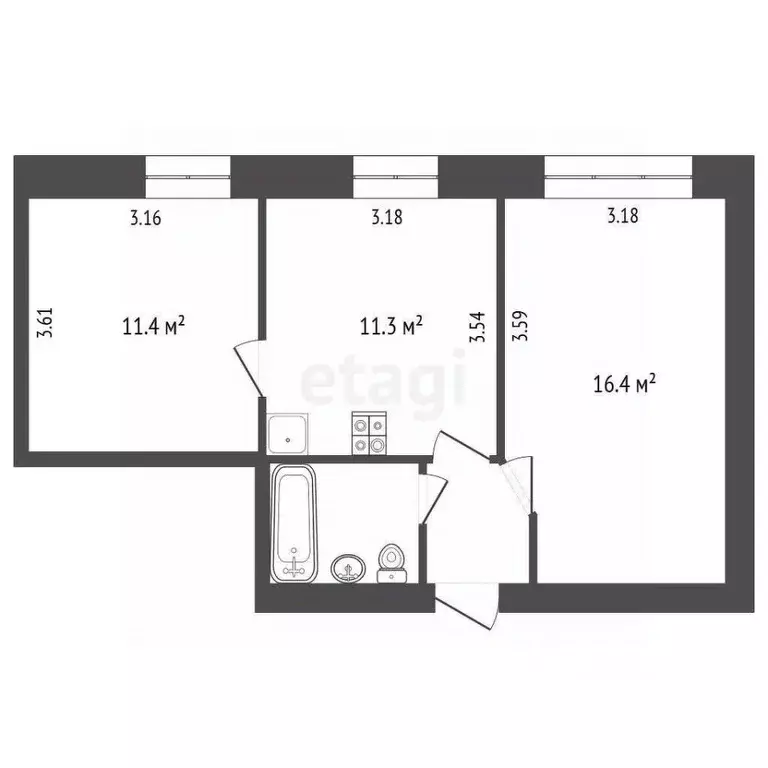 2-к кв. Вологодская область, Вологда Залинейная ул., 26В (45.7 м) - Фото 2