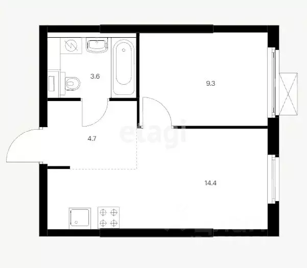 1-к кв. Татарстан, Казань ул. Асада Аббасова (32.0 м) - Фото 1