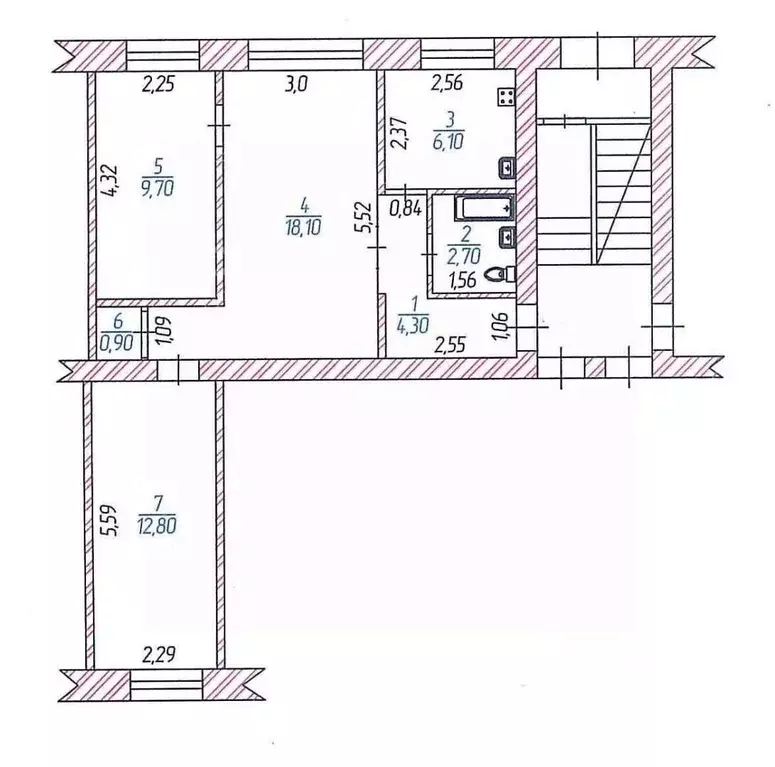 3-к кв. Чувашия, Шумерля Интернациональная ул., 16 (54.6 м) - Фото 2