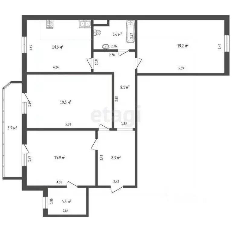 3-к кв. Тюменская область, Тюмень Широтная ул., 165к3 (96.5 м) - Фото 2