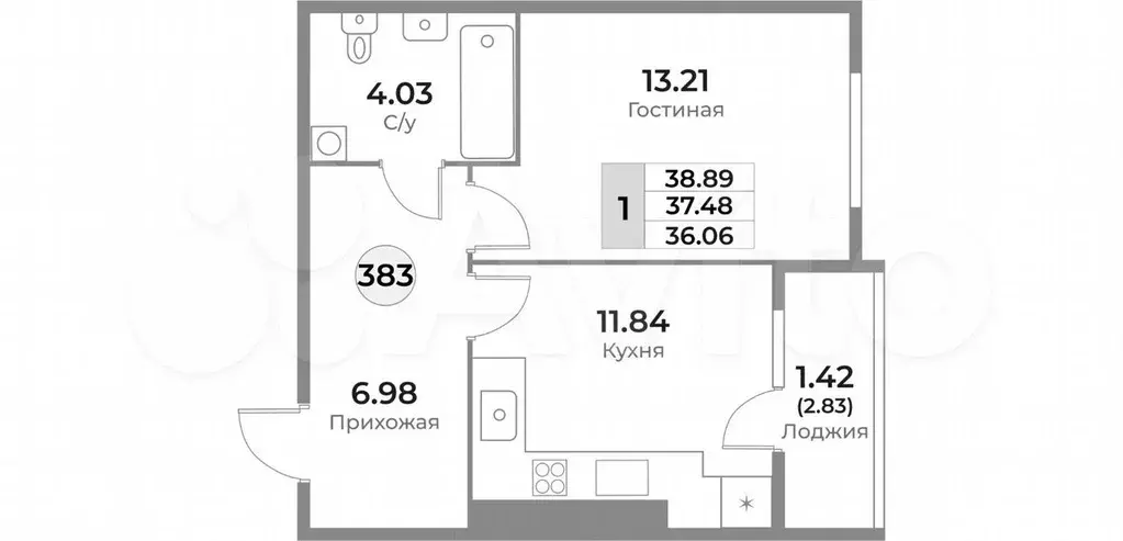 1-к. квартира, 37,5 м, 5/10 эт. - Фото 1