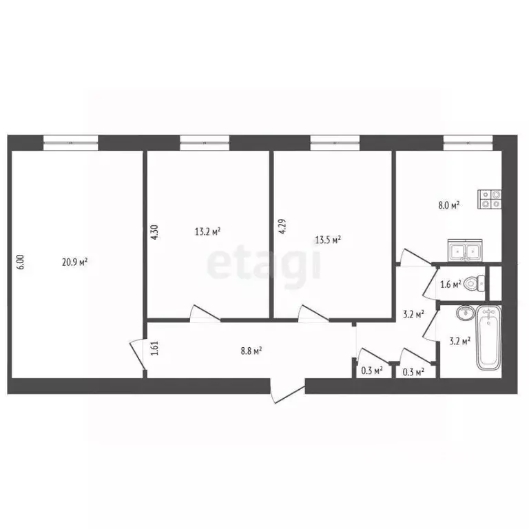 3-к кв. Санкт-Петербург Каменноостровский просп., 34 (73.0 м) - Фото 2