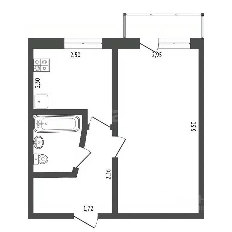1-к кв. Крым, Саки ул. Интернациональная (30.6 м) - Фото 2