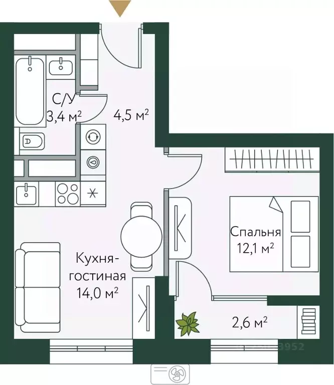 1-к кв. Волгоградская область, Волгоград Новосибирская ул., 74с1 ... - Фото 0