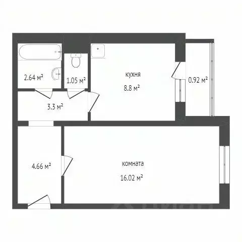 1-к кв. Красноярский край, Красноярск Северный проезд, 12 (36.3 м) - Фото 1