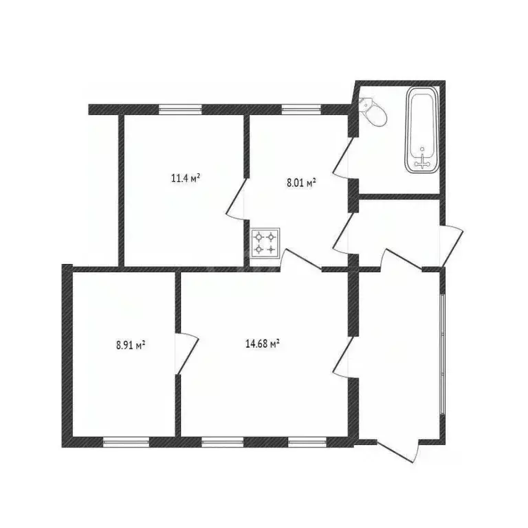 4-к кв. Белгородская область, Валуйки Гвардейская ул., 20 (43.1 м) - Фото 2