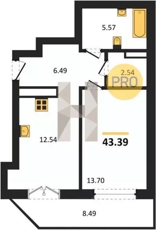 1-к кв. Калининградская область, Гурьевск Включи жилой комплекс (43.39 ... - Фото 1