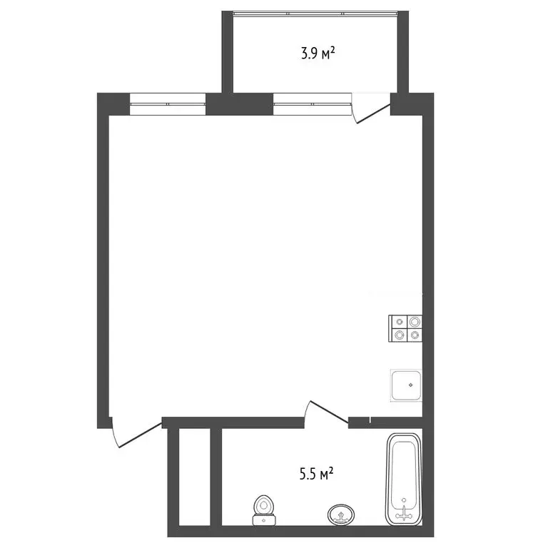 1-комнатная квартира: Тюмень, улица Пермякова, 79 (37 м) - Фото 2