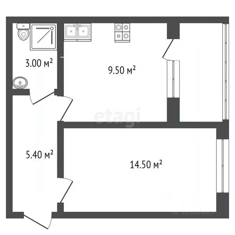 1-к кв. Ханты-Мансийский АО, Сургут Контейнерная ул., 8/1 (35.0 м) - Фото 0