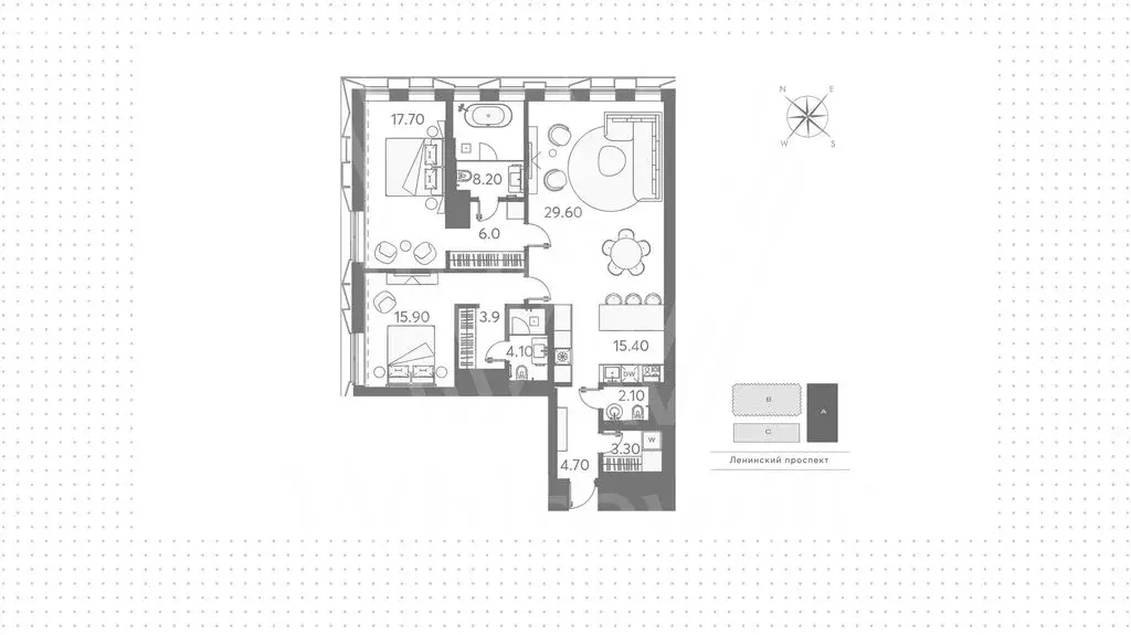 3-комнатная квартира: Москва, Ленинский проспект, 38 (113 м) - Фото 1