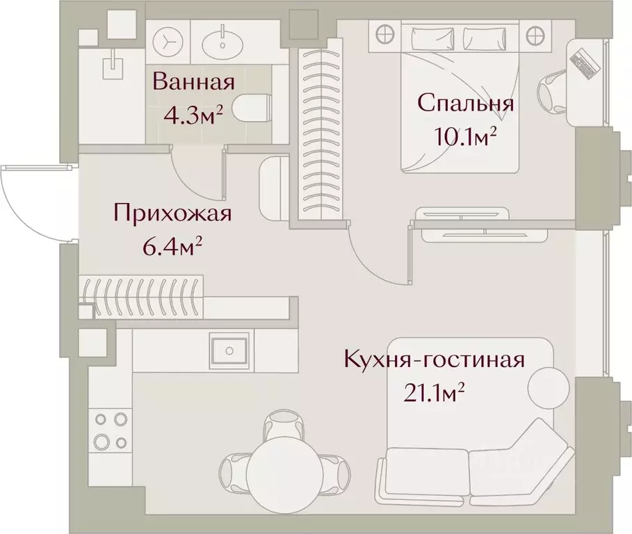 1-к кв. Татарстан, Казань Щербаковский пер., 5 (41.81 м) - Фото 2