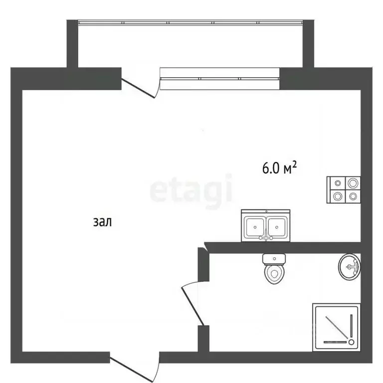 Студия Ростовская область, Ростов-на-Дону ул. Шаумяна, 30 (45.0 м) - Фото 1