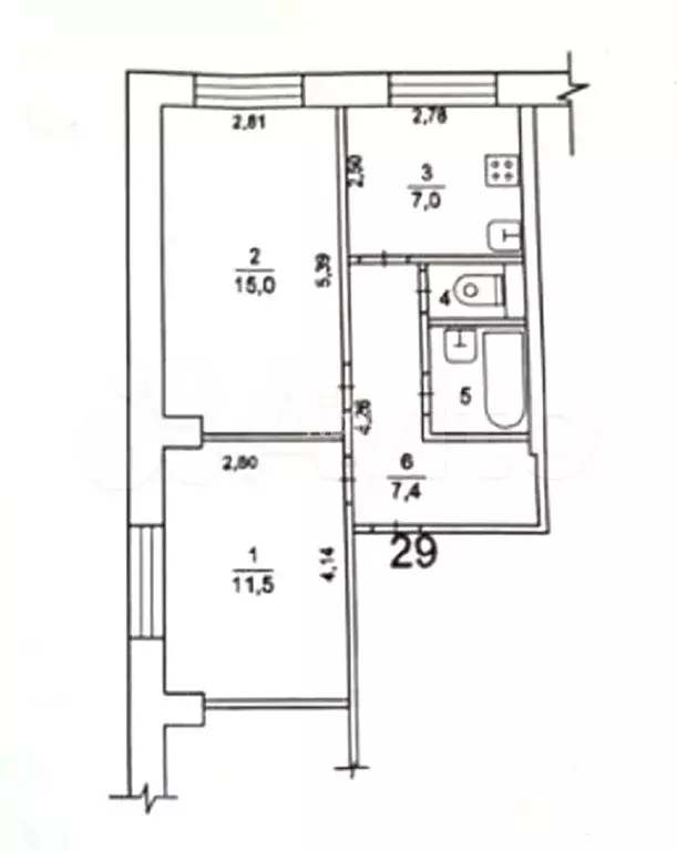 2-к. квартира, 45 м, 4/4 эт. - Фото 0