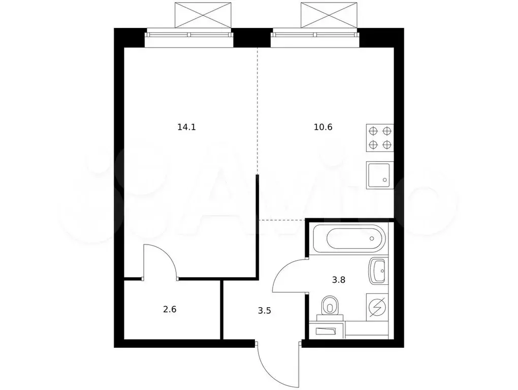 1-к. квартира, 33,4 м, 3/24 эт. - Фото 0