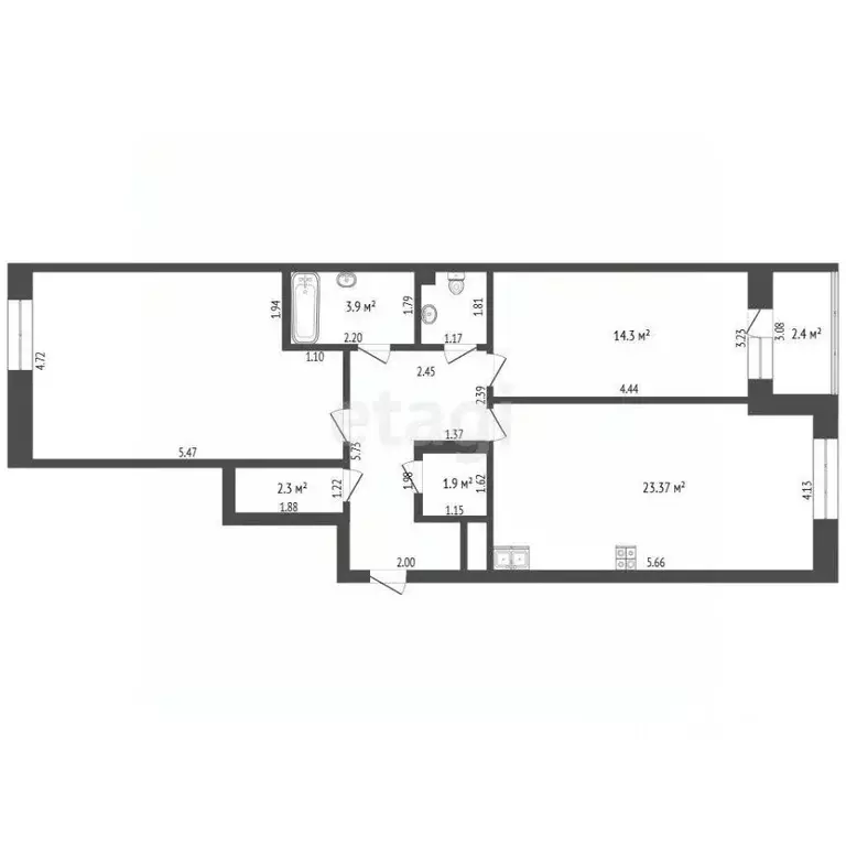 2-к кв. Тюменская область, Тюмень ул. Фармана Салманова, 12 (82.1 м) - Фото 2