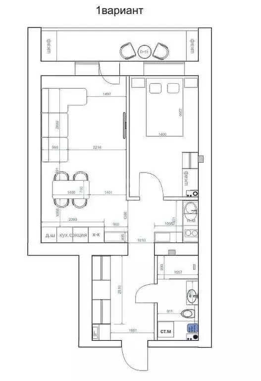 1-комнатная квартира: Саратов, улица имени Н.М. Тулайкова, 1/1 (49.1 ... - Фото 0