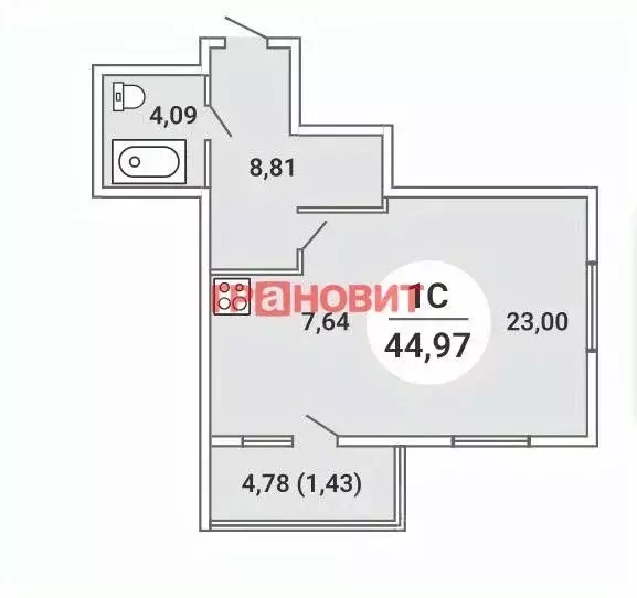 1-к кв. Новосибирская область, Новосибирск Северо-Чемской жилмассив, ... - Фото 1