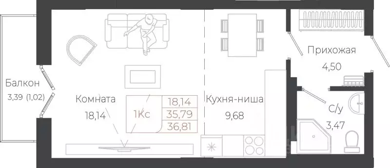 1-к кв. Алтай, Майминский район, с. Майма ул. Энергетиков (36.81 м) - Фото 0