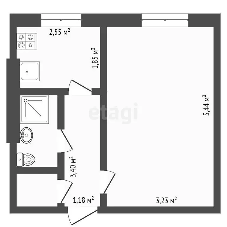 1-комнатная квартира: село Стрехнино, улица Стаханова, 12 (30 м) - Фото 1