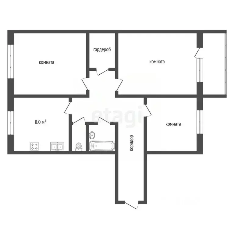 3-к кв. Ямало-Ненецкий АО, Ноябрьск ул. Изыскателей, 38А (65.4 м) - Фото 2