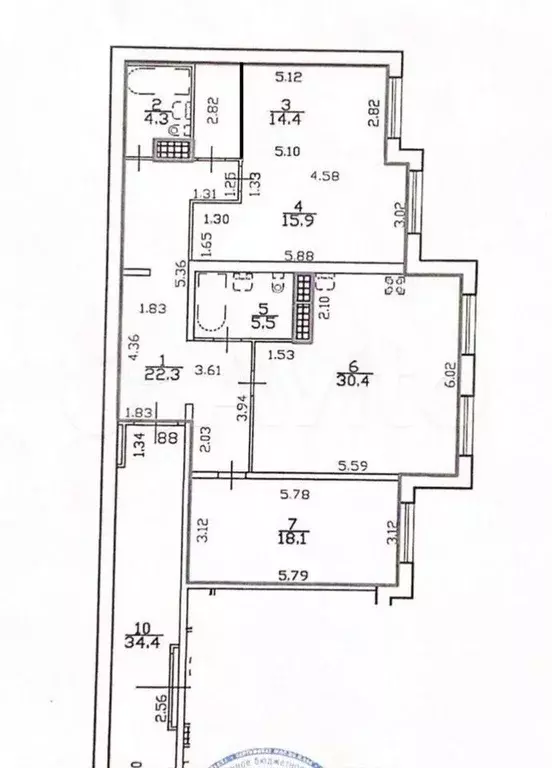 3-к. квартира, 110,9 м, 2/15 эт. - Фото 0