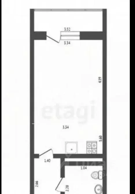 Студия Москва ул. 1-я Нововатутинская, 3 (28.0 м) - Фото 2