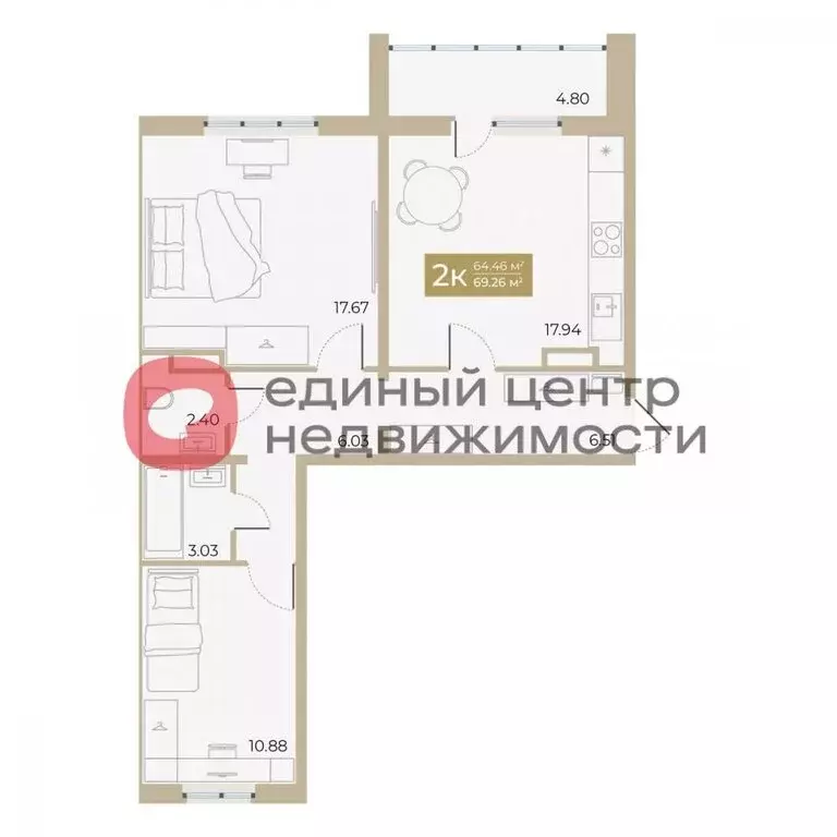 2-комнатная квартира: Тюмень, Алматинская улица, 12 (64.46 м) - Фото 0