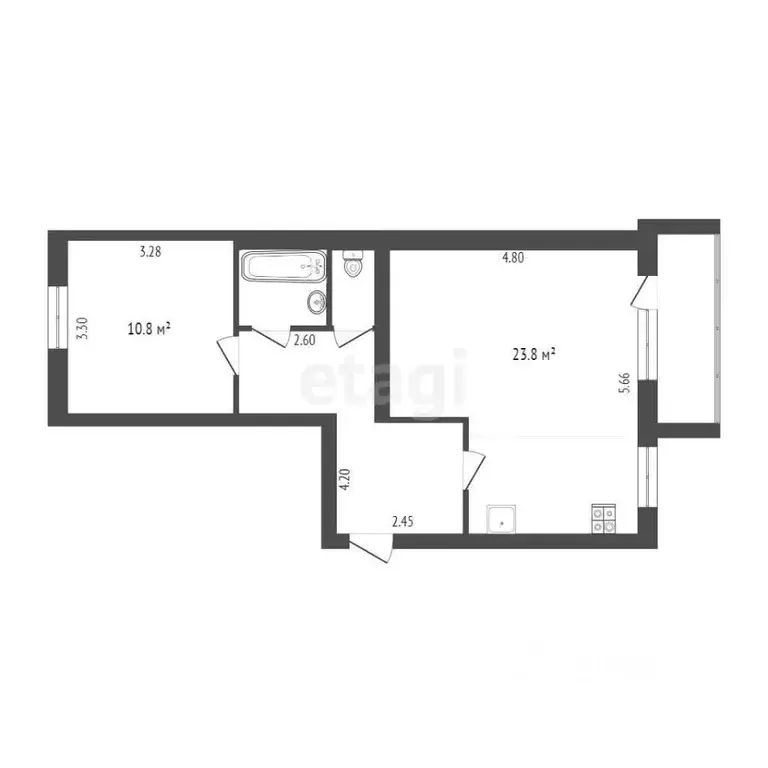 2-к кв. Тюменская область, Тюмень Северная ул., 6 (49.2 м) - Фото 1