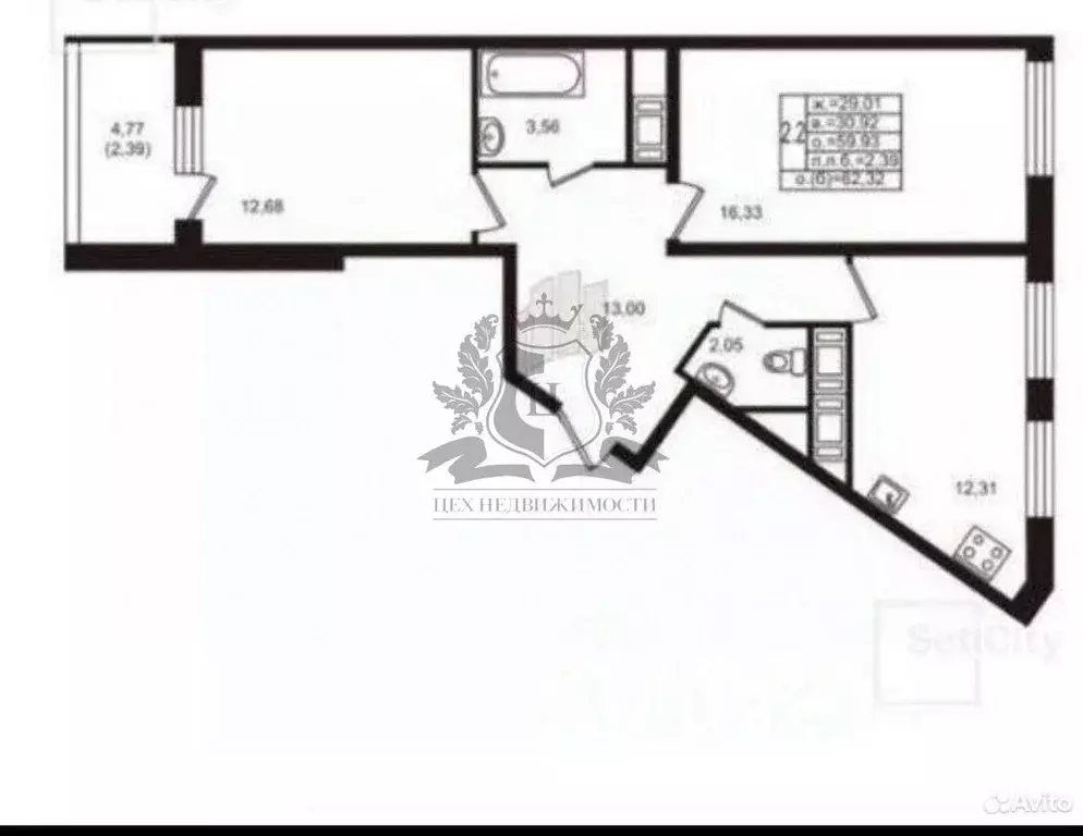 2-к кв. Ленинградская область, Мурино Всеволожский район, ул. ... - Фото 2