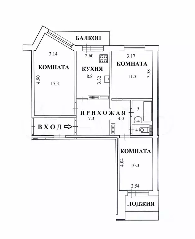 3-к. квартира, 63 м, 4/9 эт. - Фото 0