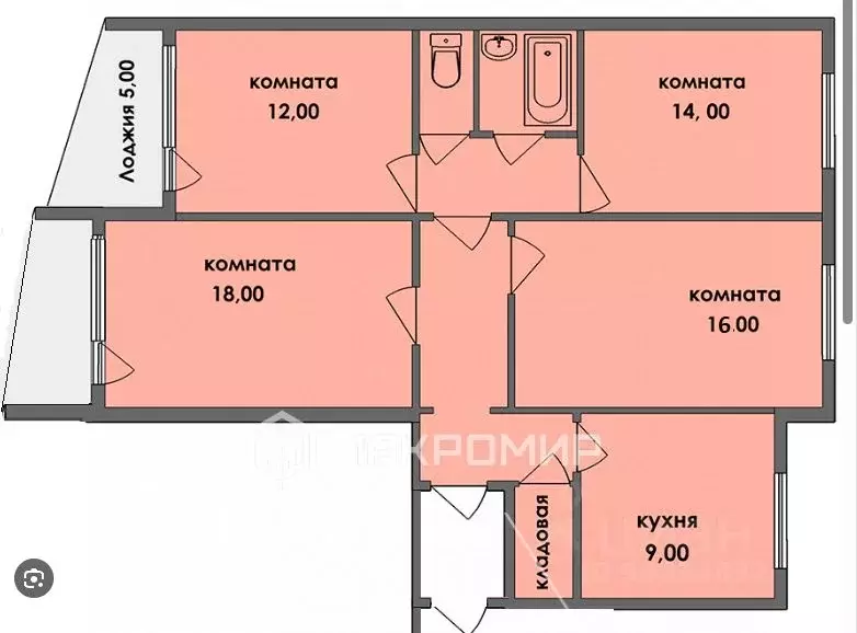 4-к кв. Челябинская область, Челябинск ул. Дегтярева, 39 (75.1 м) - Фото 0